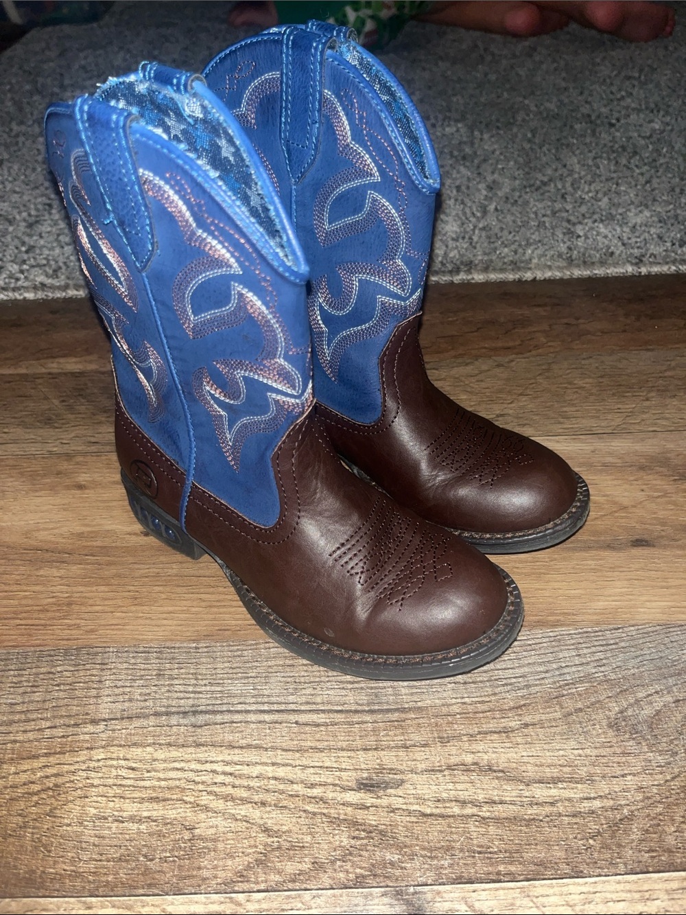 Roper Kids Brown and Blue Western Pull-On Boots